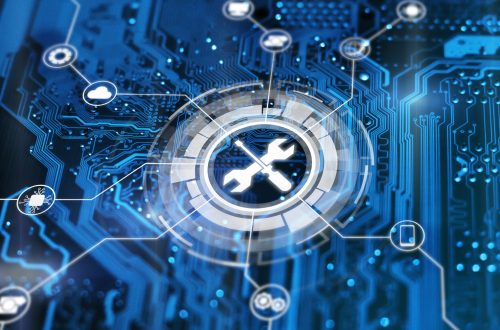 Technical support concept. Maintenance sign wrench and srewdriv Technical support concept. Maintenance sign wrench and srewdriv